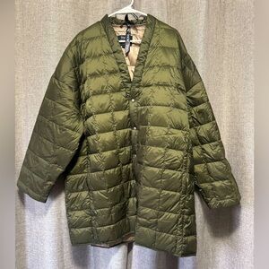Taion Hanten Down Cardigan Size 2 (XL) Green NWT